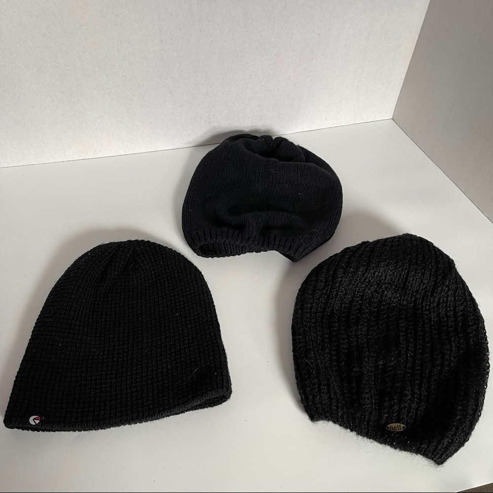 Set of Three Black Beanies - Ethika, Charlotte Russe & Neff